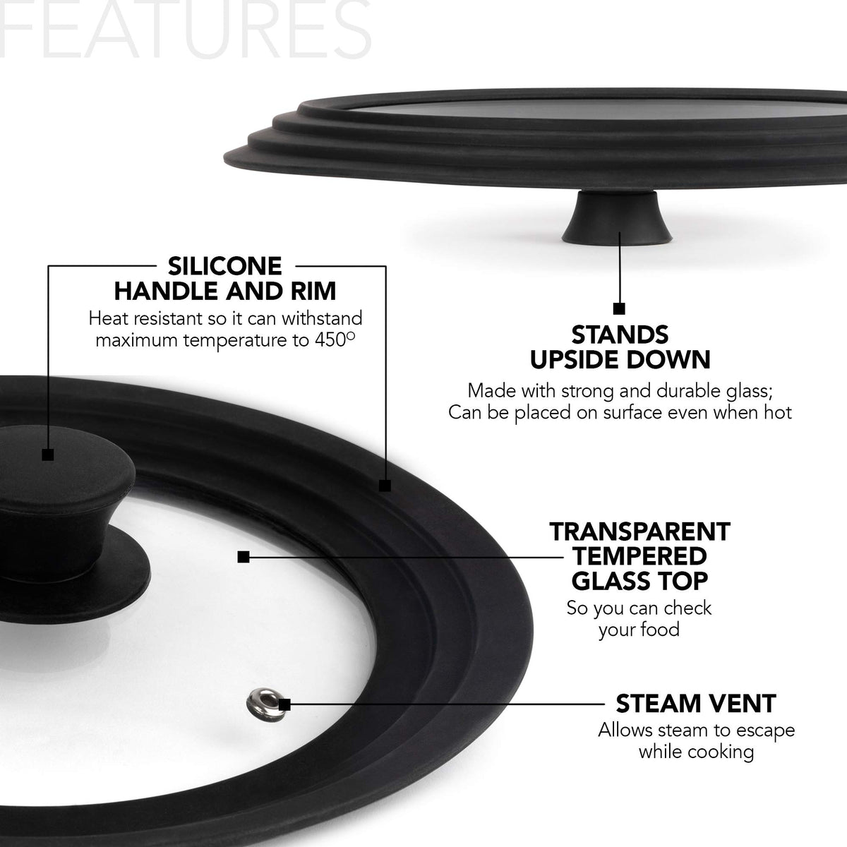 Silicone & Glass Universal Lid 10.5 to 12 Inches K78317
