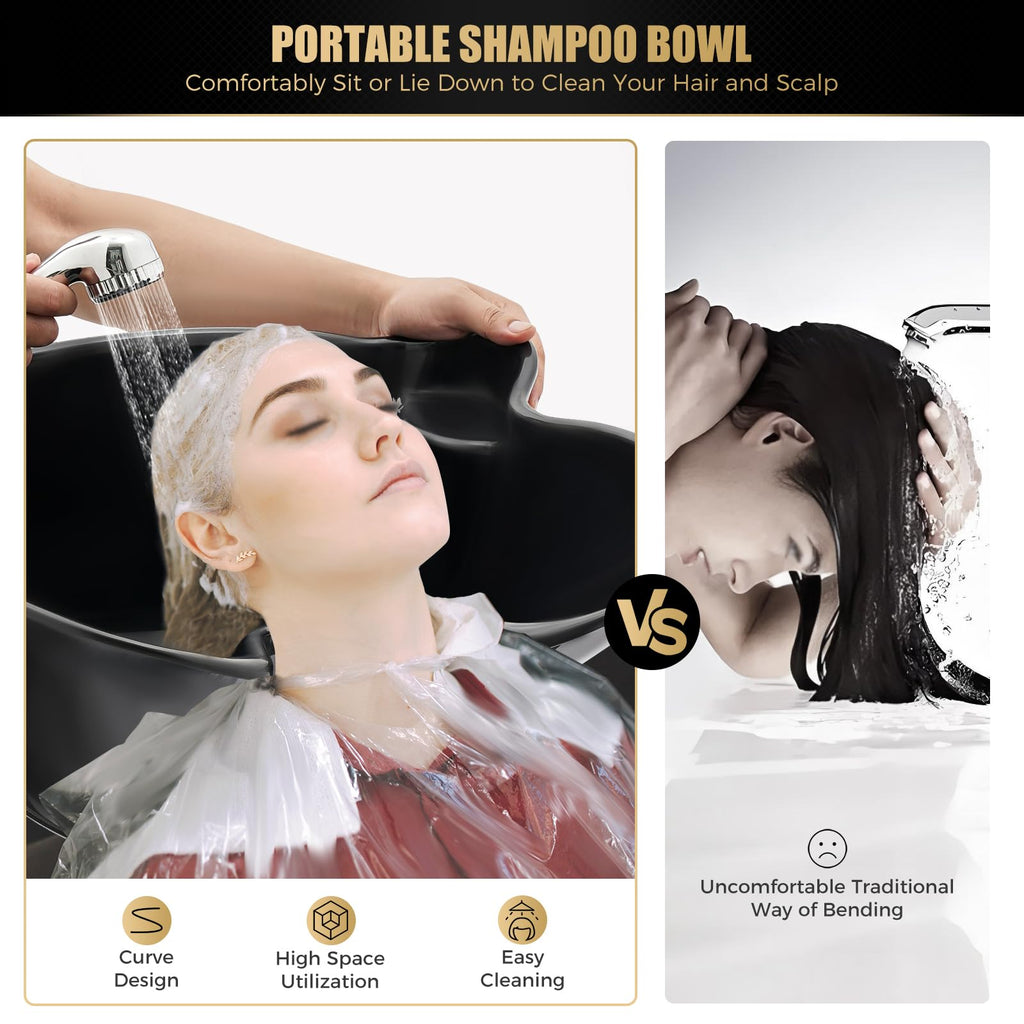 Black Portable Shampoo Bowl with 2 Bucket S65902