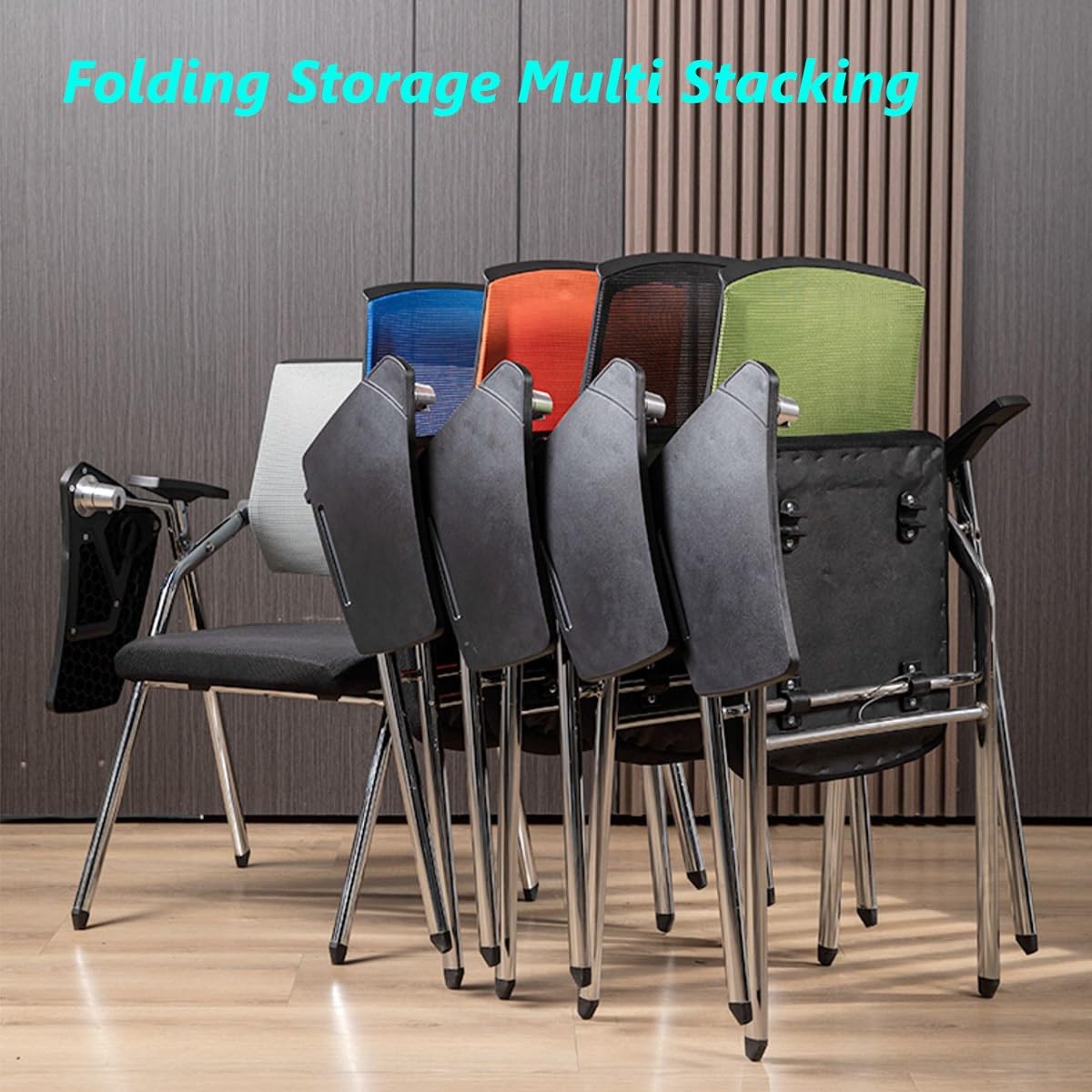 Orange Mesh Folding Stackable Chair with Writing Board N601