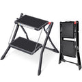 Folding Step Ladder, 2 Step Step Stool with Handle, Black T903346