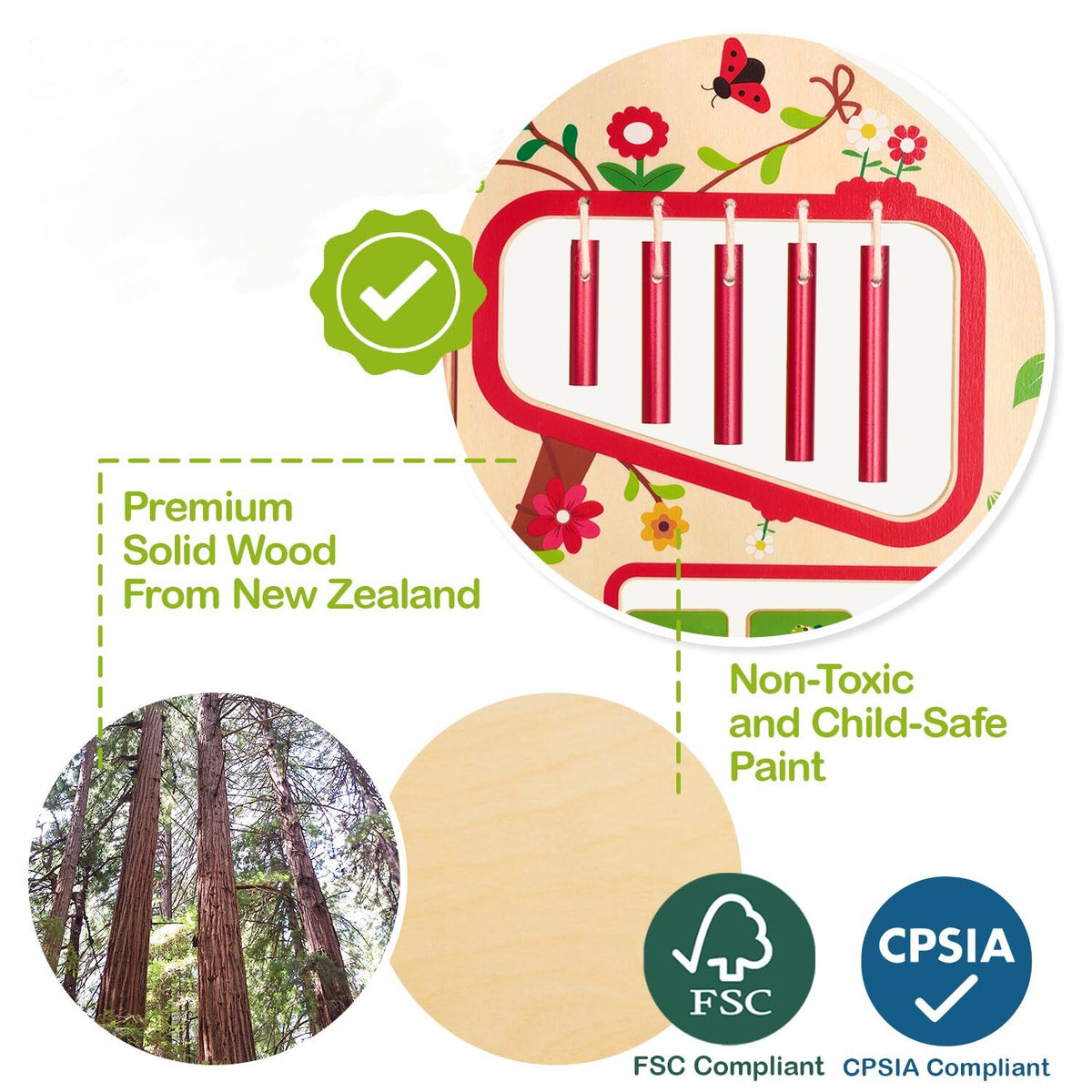 Montessori Wooden Tree Activity Center, Sensory Table & Busy Board R2521