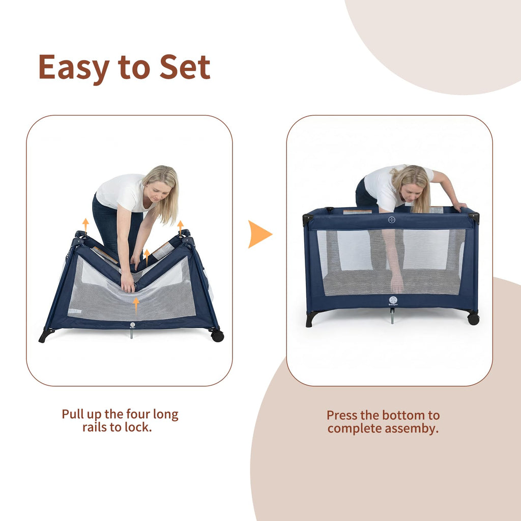 Portable Baby Bassinet with Wheels, Blue I6256