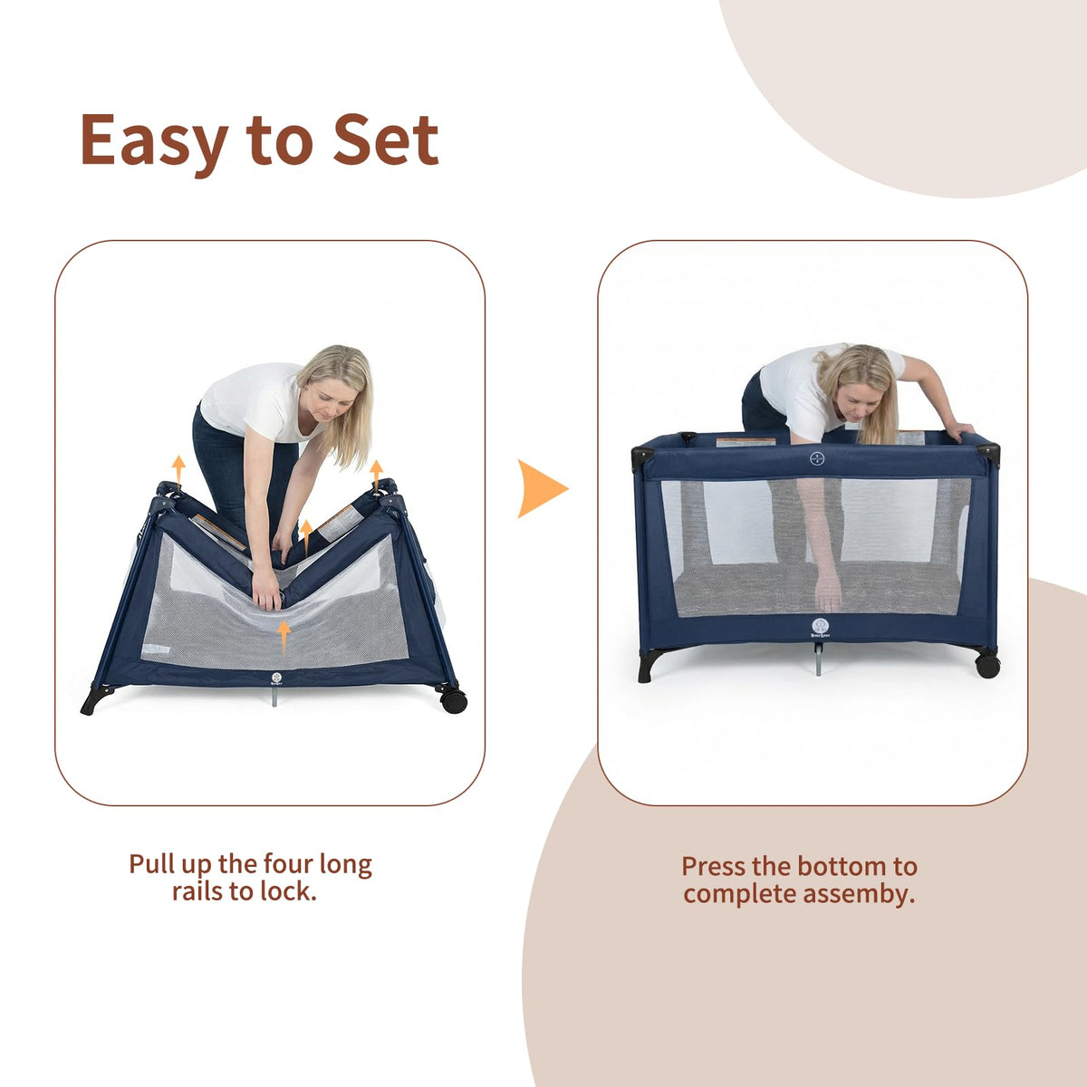 Portable Baby Bassinet with Wheels, Blue I6256