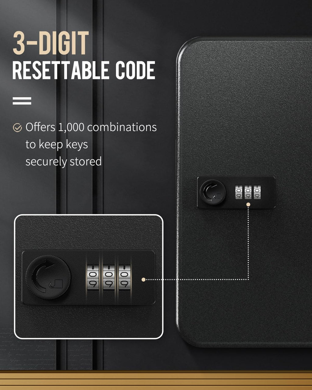 Black Steel Key Cabinet with Combination Lock J193