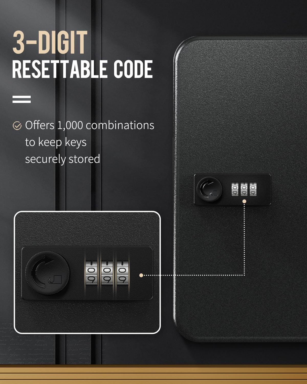 Black Steel Key Cabinet with Combination Lock J193