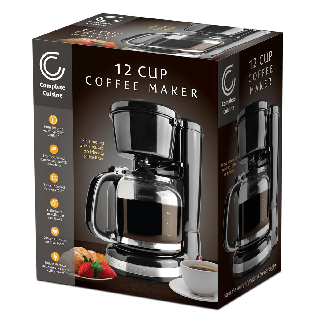 12-Cup Stainless-Steel Coffee Maker with Glass Carafe R526