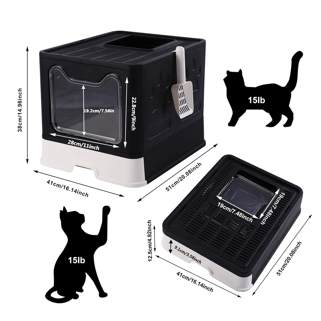 Foldable Large Cat Litter Box with Lid U6022