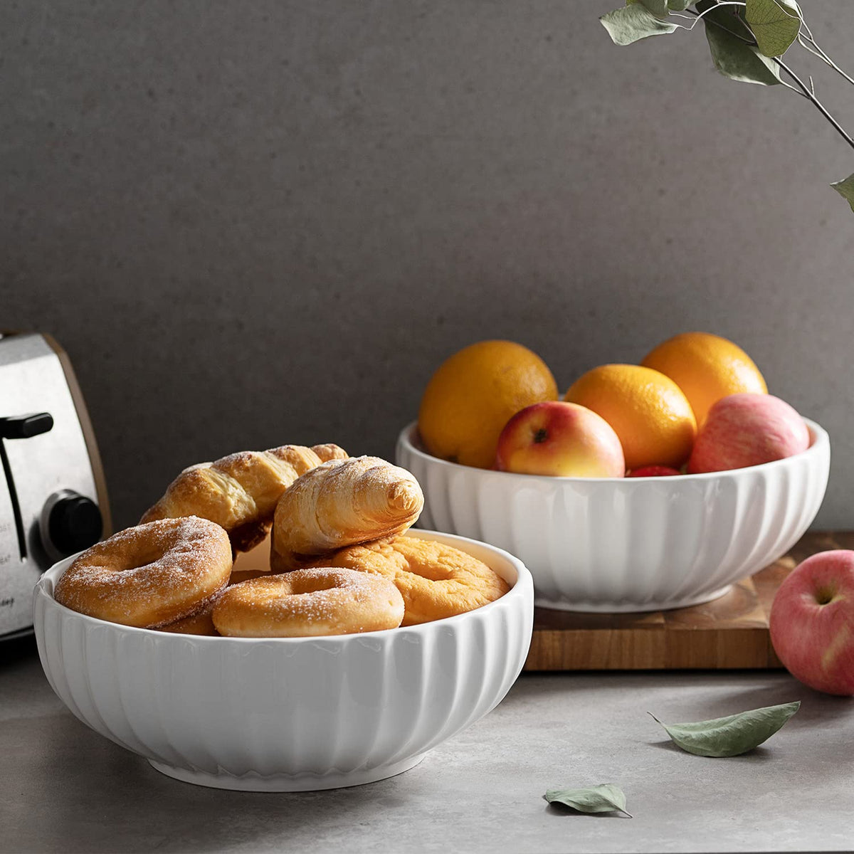32 OZ Soup Bowls Set of 4 + 86 oz Ceramic Serving Dishes Z9695