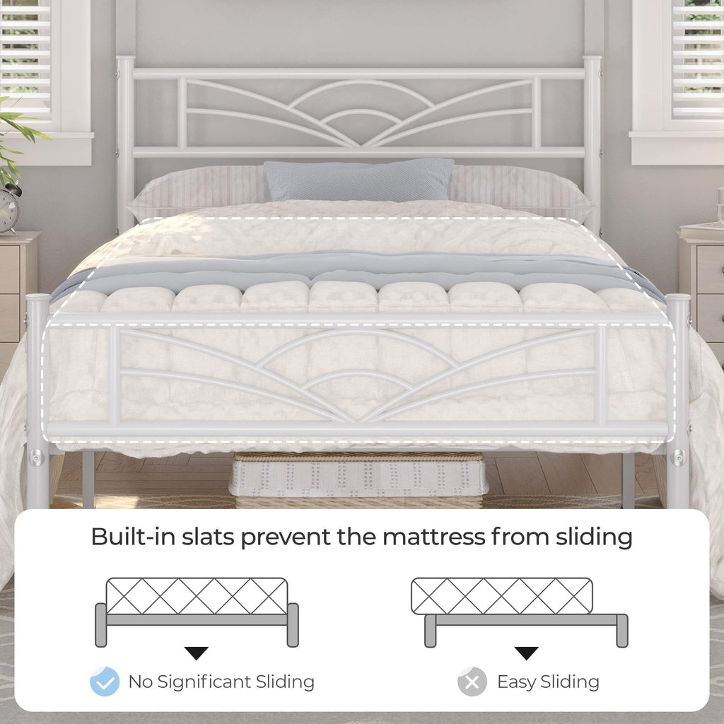 Twin Size White Metal Bed Frame with Headboard G785