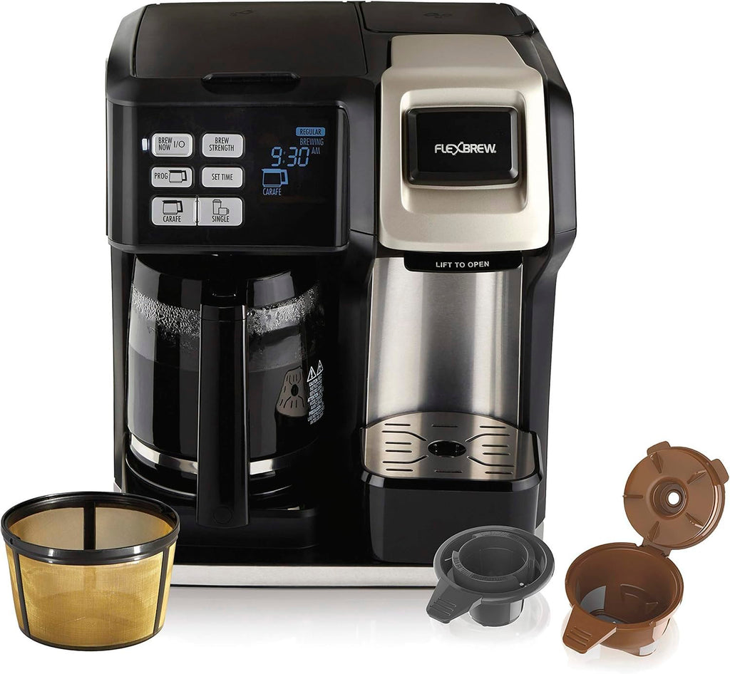 12 Cup Programmable Coffee Maker & Single Serve Drip Coffee Machine, 2-in-1 Automatic Coffee Brewer with Glass Carafe, Reusable Filter, Digital Timer and Warming Plate - Black/Silver B538