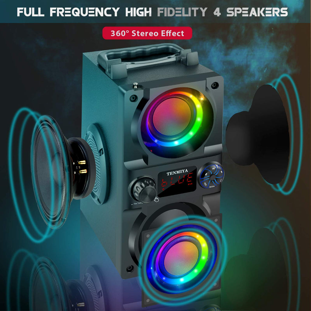 40W Portable Bluetooth Speaker with Lights and FM Radio A1450