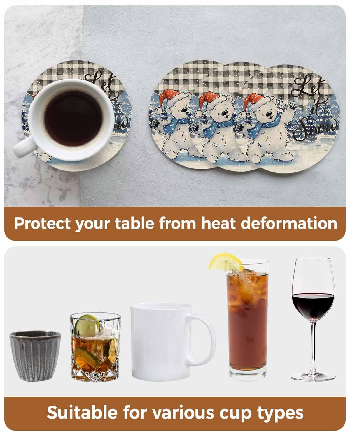Set of 6 Ceramic Coasters with Cork Base H57139