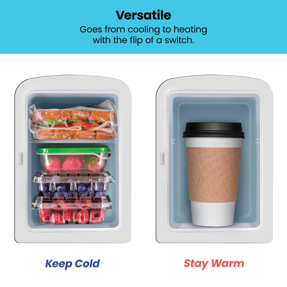 Portable 4 Liter Mini Fridge, Cools & Heats, Black S793564