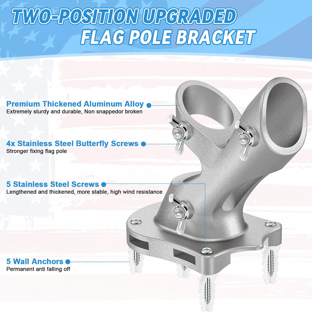 1" Metal Flag Pole Holder with 3 Fixed Holes O7738