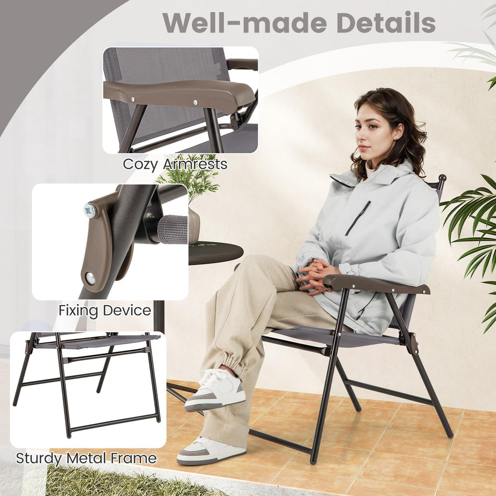 Set of 2 Grey Patio Folding Chairs V67145