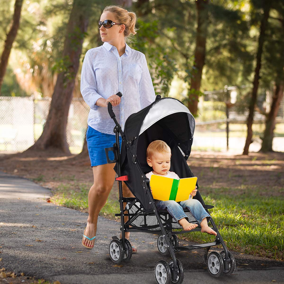 Lightweight Compact Foldable Stroller with Canopy and Cup Holder G60968