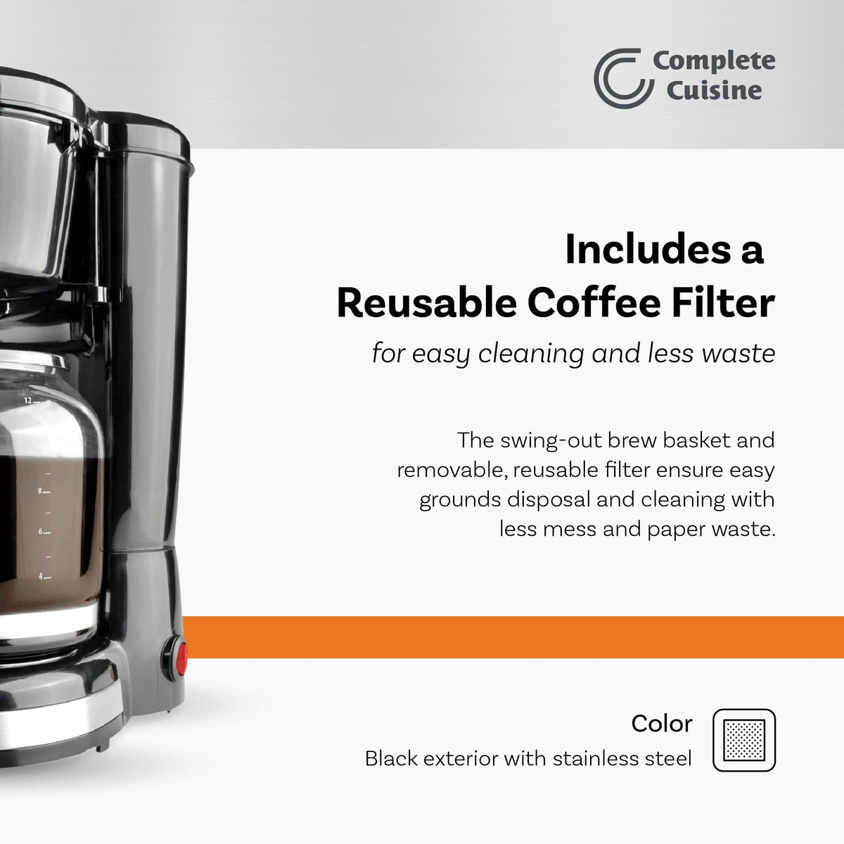 12-Cup Stainless-Steel Coffee Maker with Glass Carafe R526