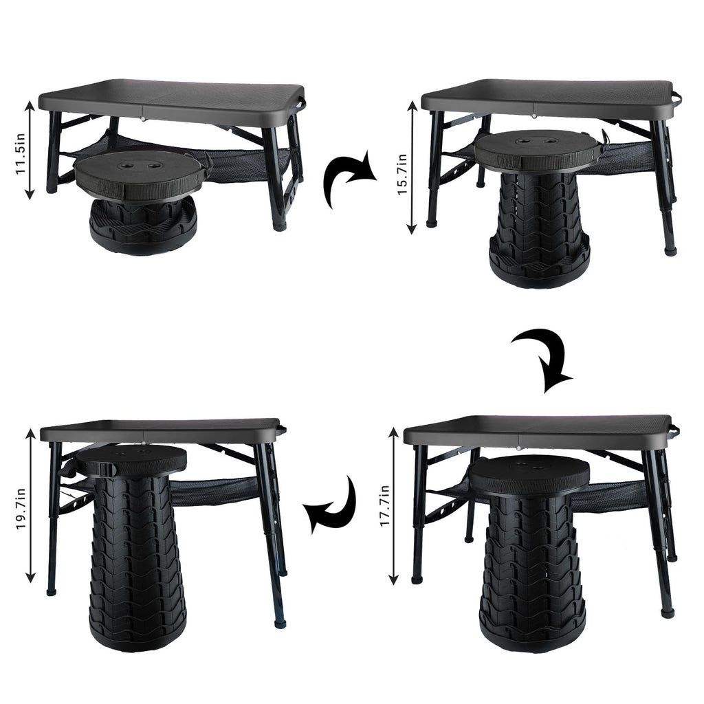 Black 4 Foot Folding Table and Stool S926723