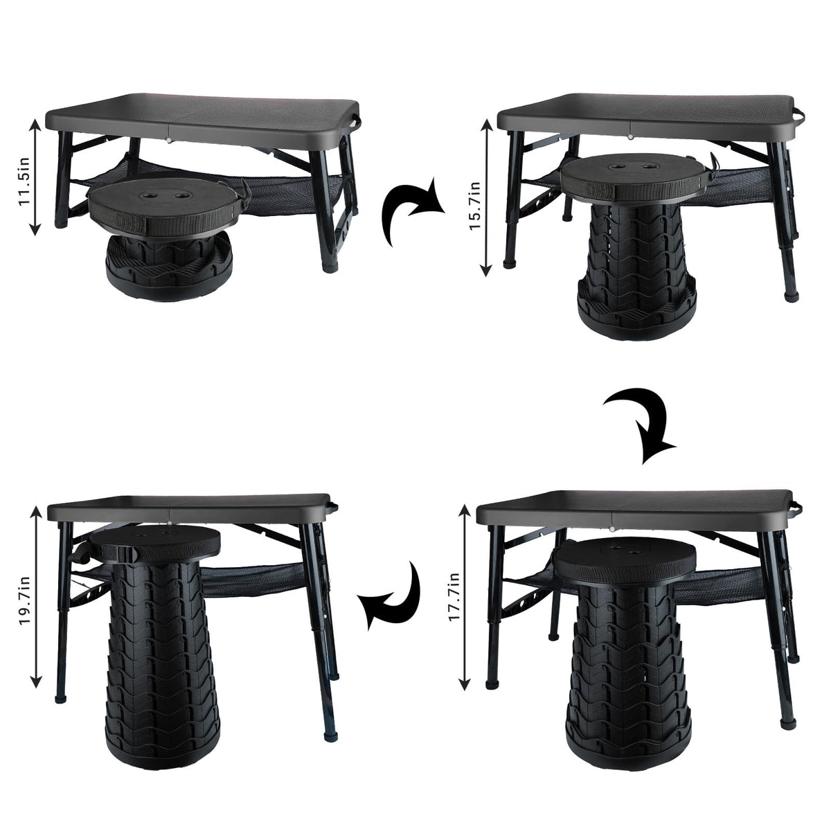 Black 4 Foot Folding Table and Stool S926723