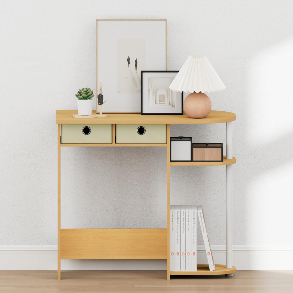 32-Inch Oak Entryway Table with 2 Fabric Drawers I499823