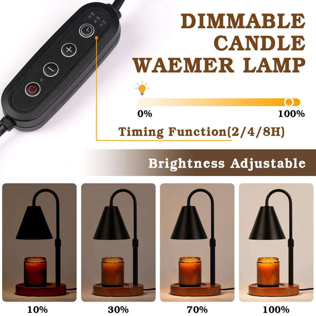 Black Dimmable Candle Warmer Lamp with Timer A728