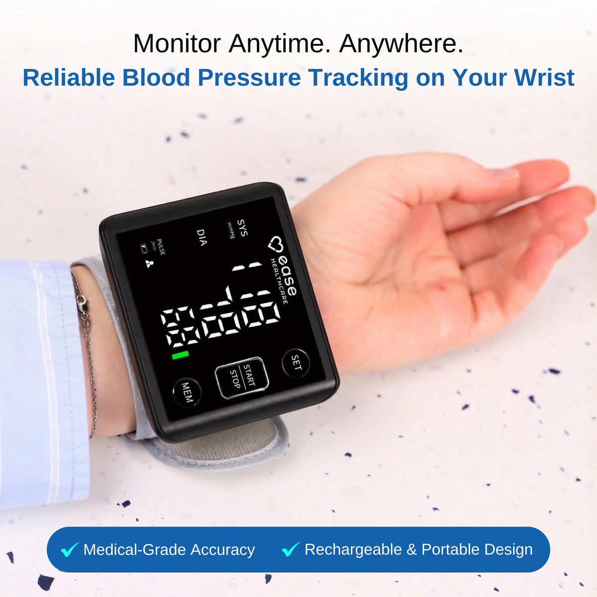 Rechargeable Wrist Blood Pressure Monitor with LED Display B522