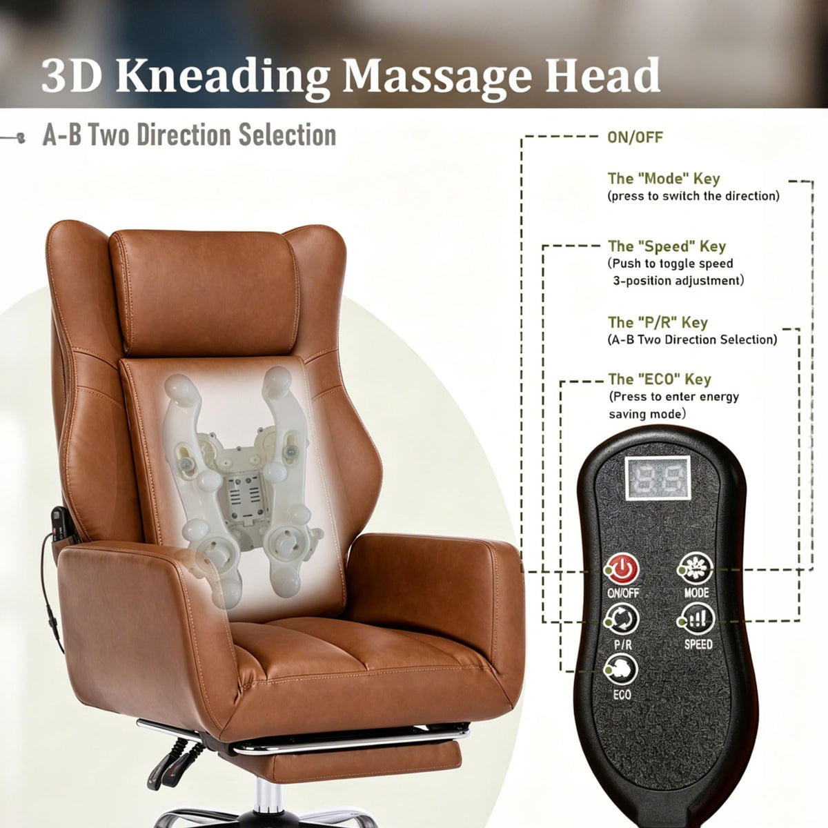 Brown Faux Leather Massage Office Chair L69600