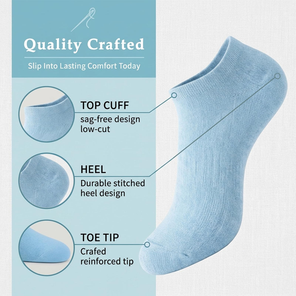 Women's Ankle Socks 6 Pairs Bamboo Viscose Seamless J417953