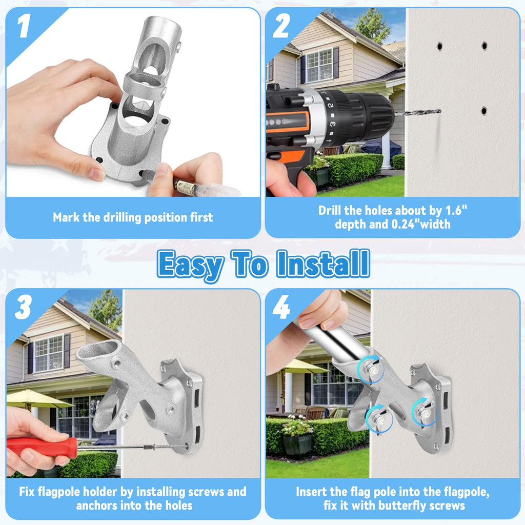 1" Metal Flag Pole Holder with 3 Fixed Holes O7738