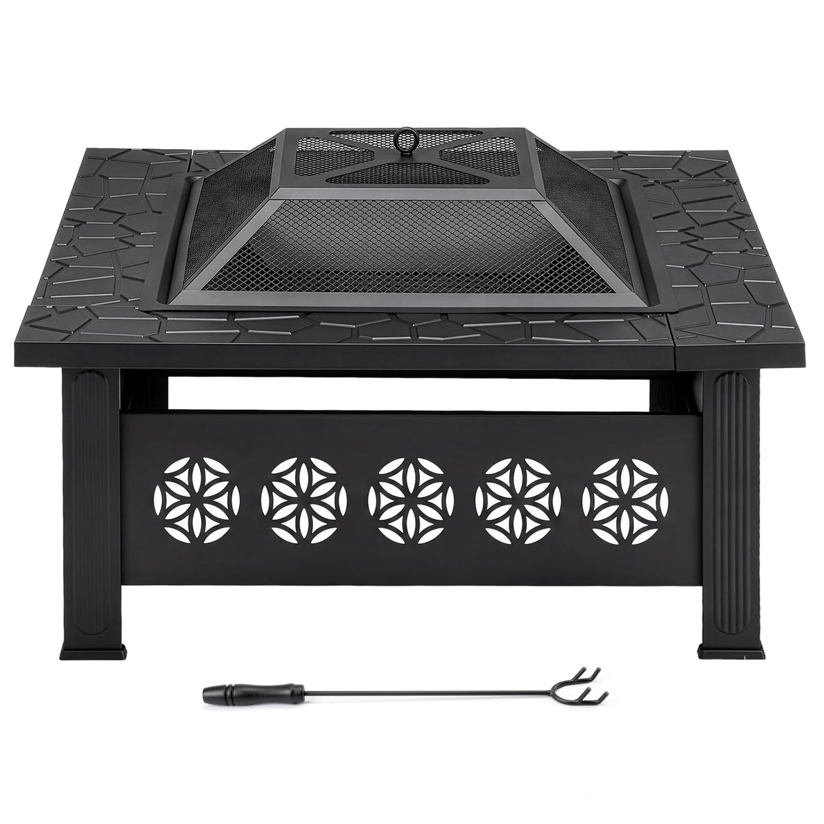 32 Inch Square Wood Burning Fire Pit Table X4524