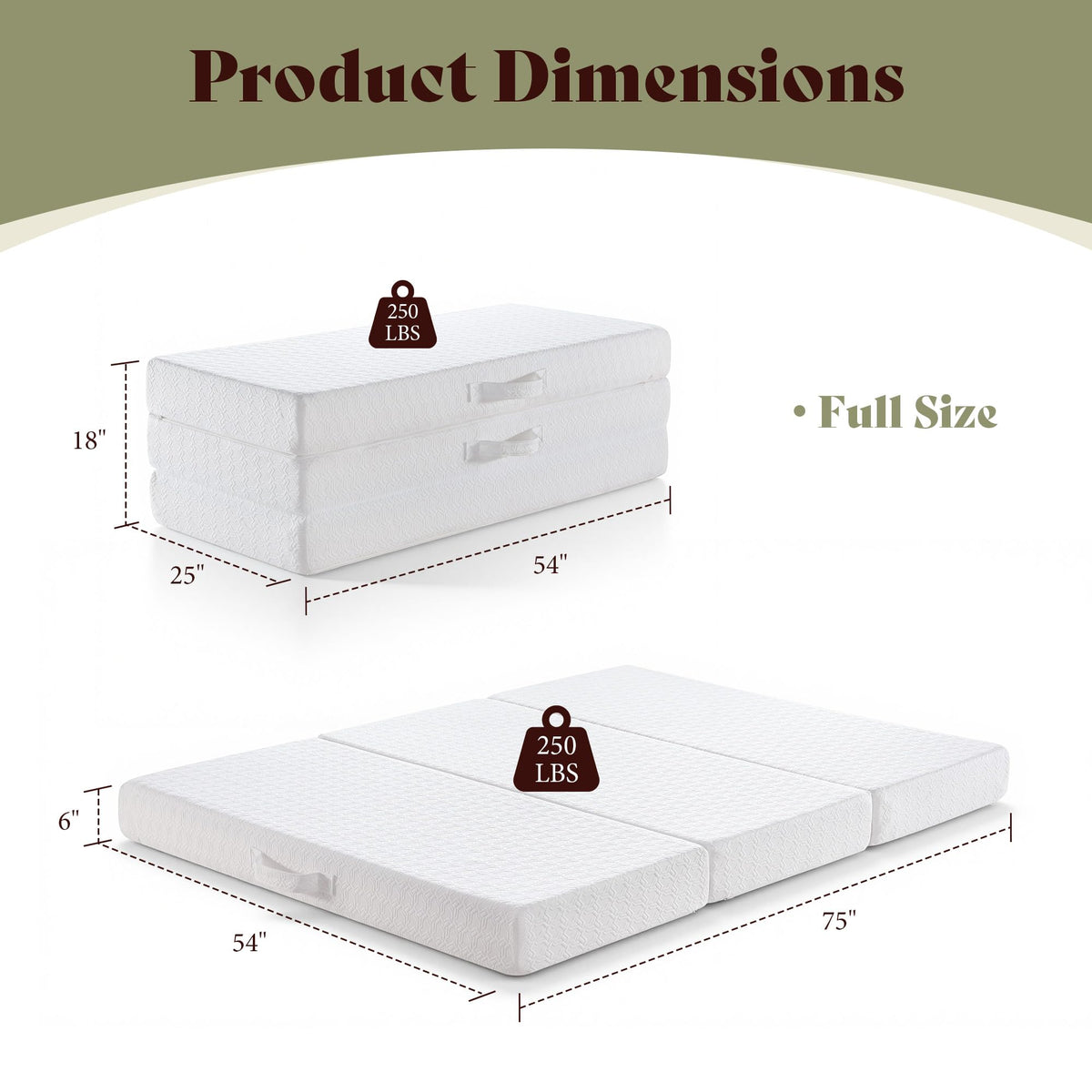 6" Full Tri-Fold Memory Foam Mattress Y438284