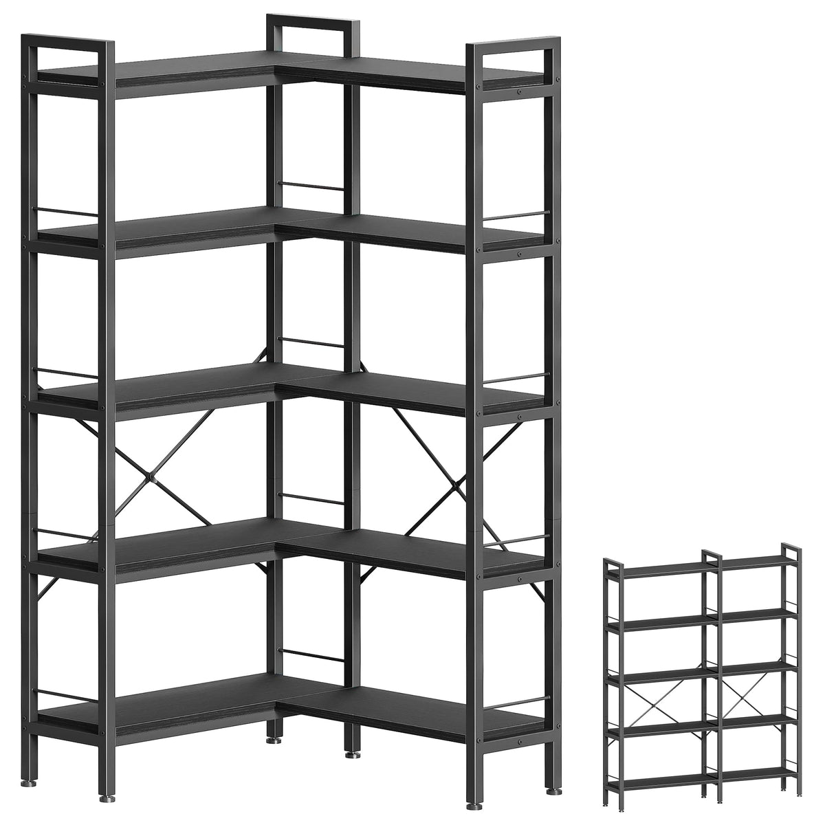 5 Tier L Shaped Corner Bookshelf with 10 Open Shelves Z9972