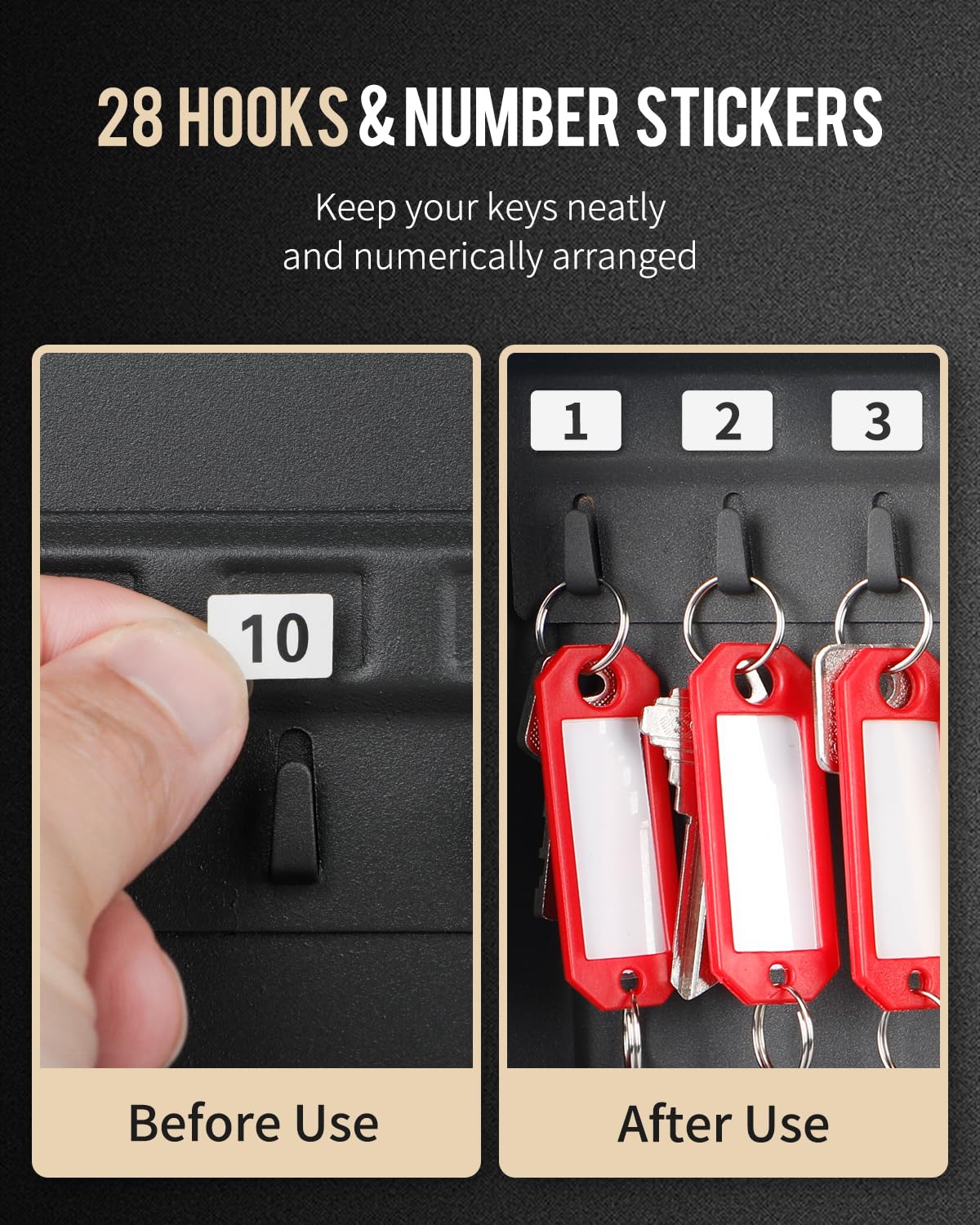 Black Steel Key Cabinet with Combination Lock J193