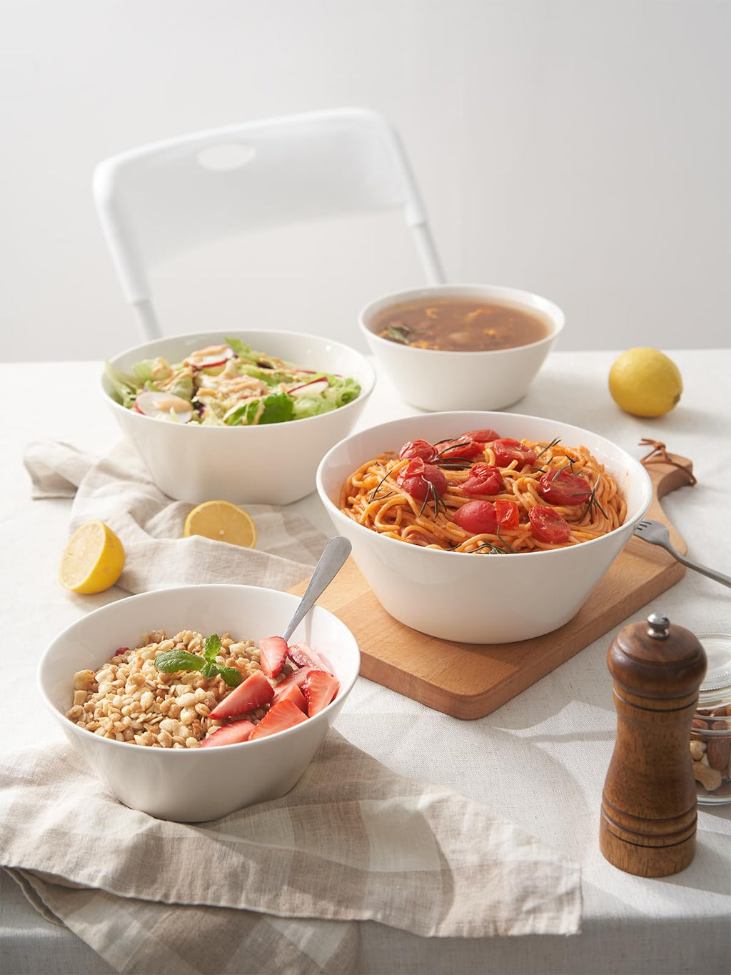 32 OZ Soup Bowls Set of 4 + 86 oz Ceramic Serving Dishes Z9695