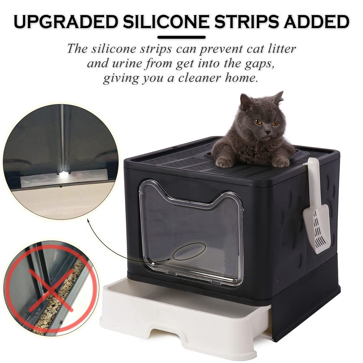Foldable Large Cat Litter Box with Lid U6022