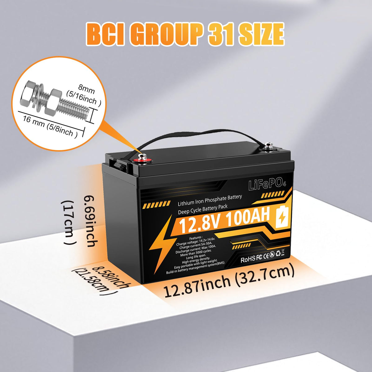 12V 100Ah LiFePO4 Deep Cycle Battery Z21353