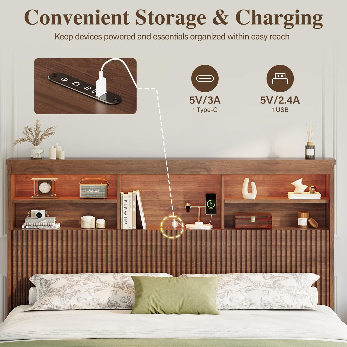 Queen Size Bed Frame with 4 Storage Drawers Z5315