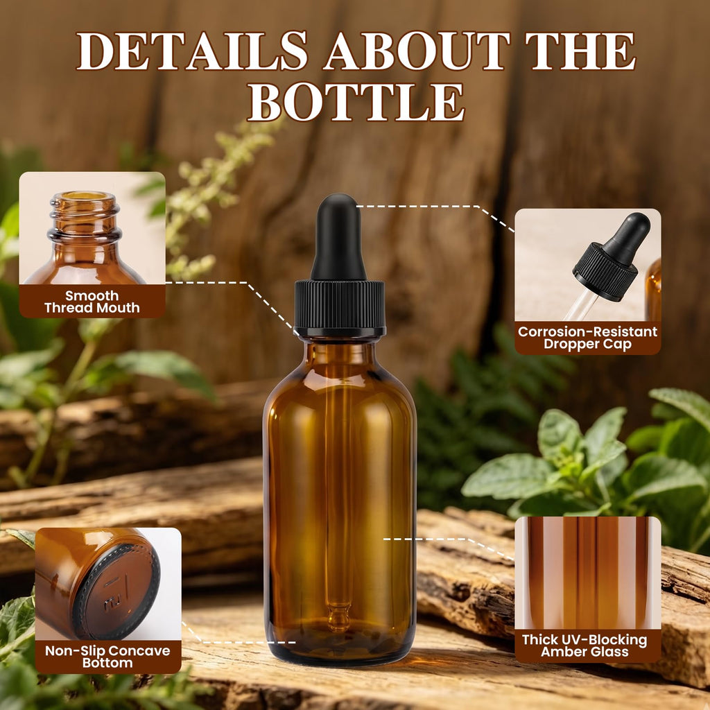 2 oz Amber Glass Dropper Bottles with Funnels, 40 Pack K565702