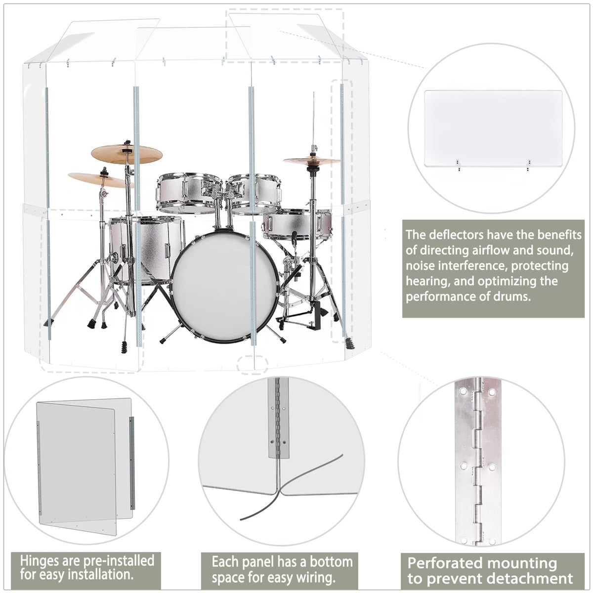 Portable Drum Shield 5-Panels 2ft x 5ft J524160