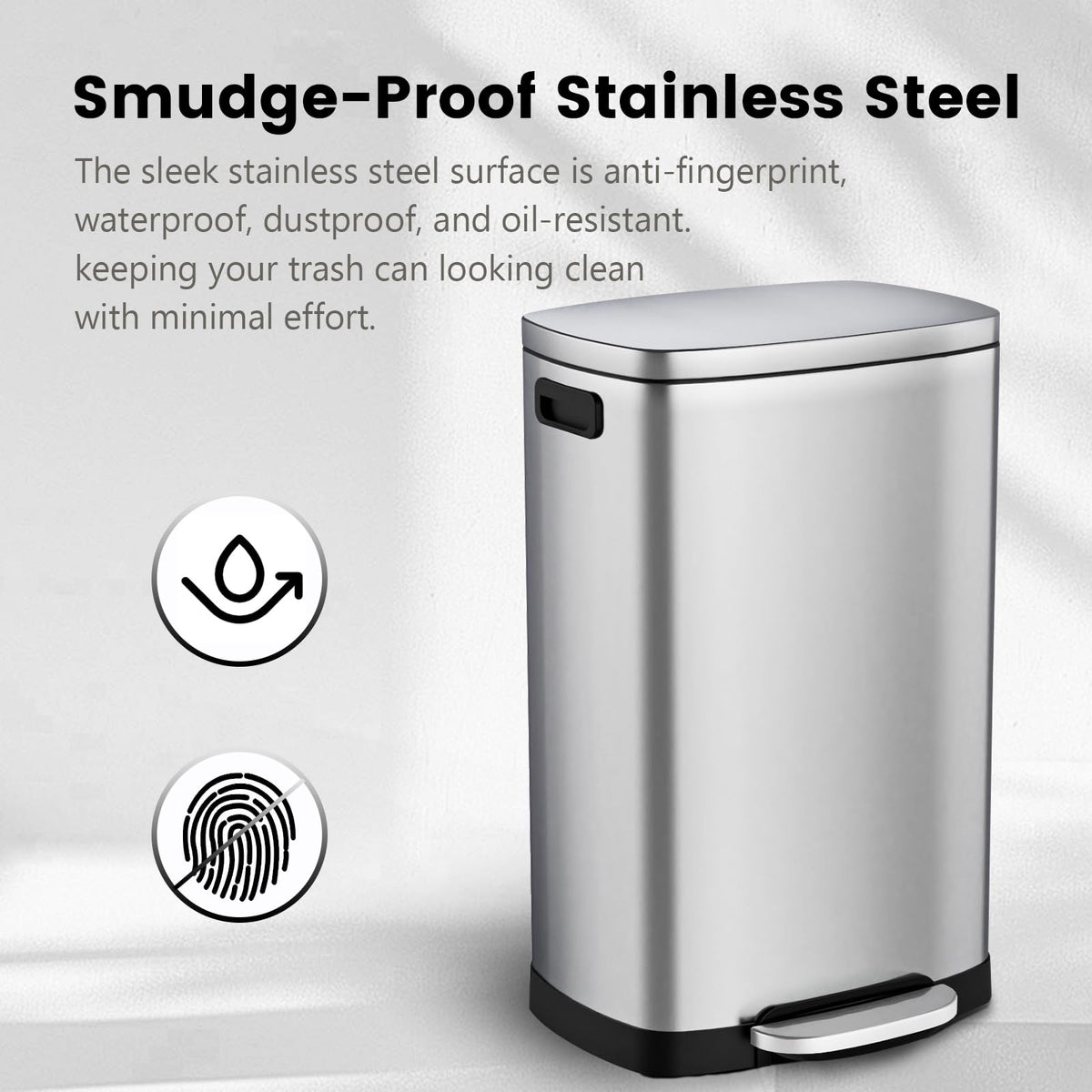 13 Gal Stainless Steel Kitchen Trash Can F212549