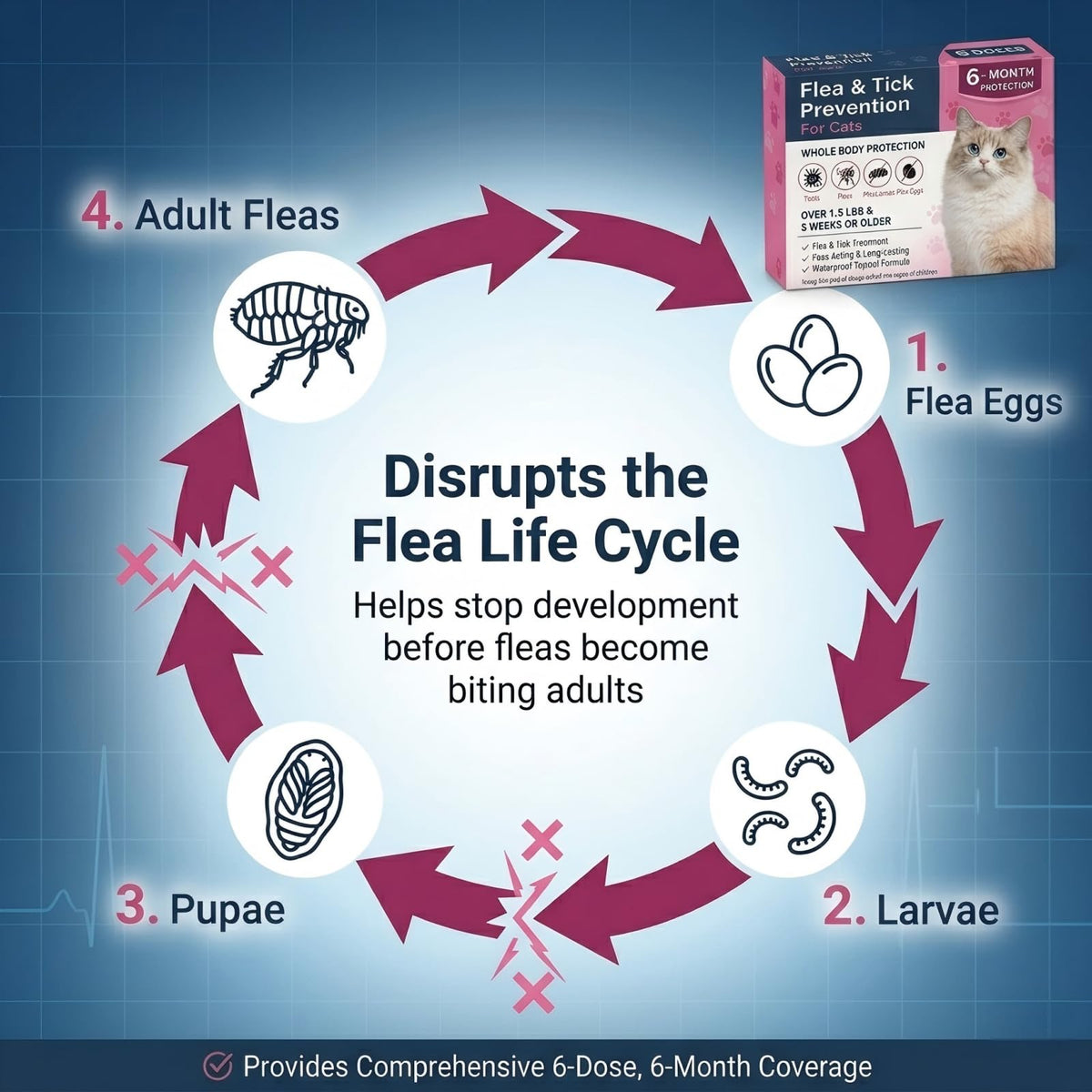 Topical Flea & Tick Cat Dewormer 6 Doses L502600