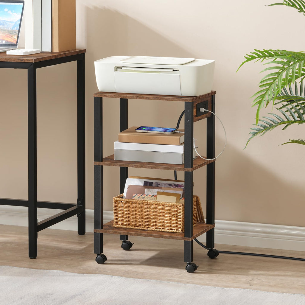 3-Tier Printer Stand with Charging Station and Storage Shelves I7866