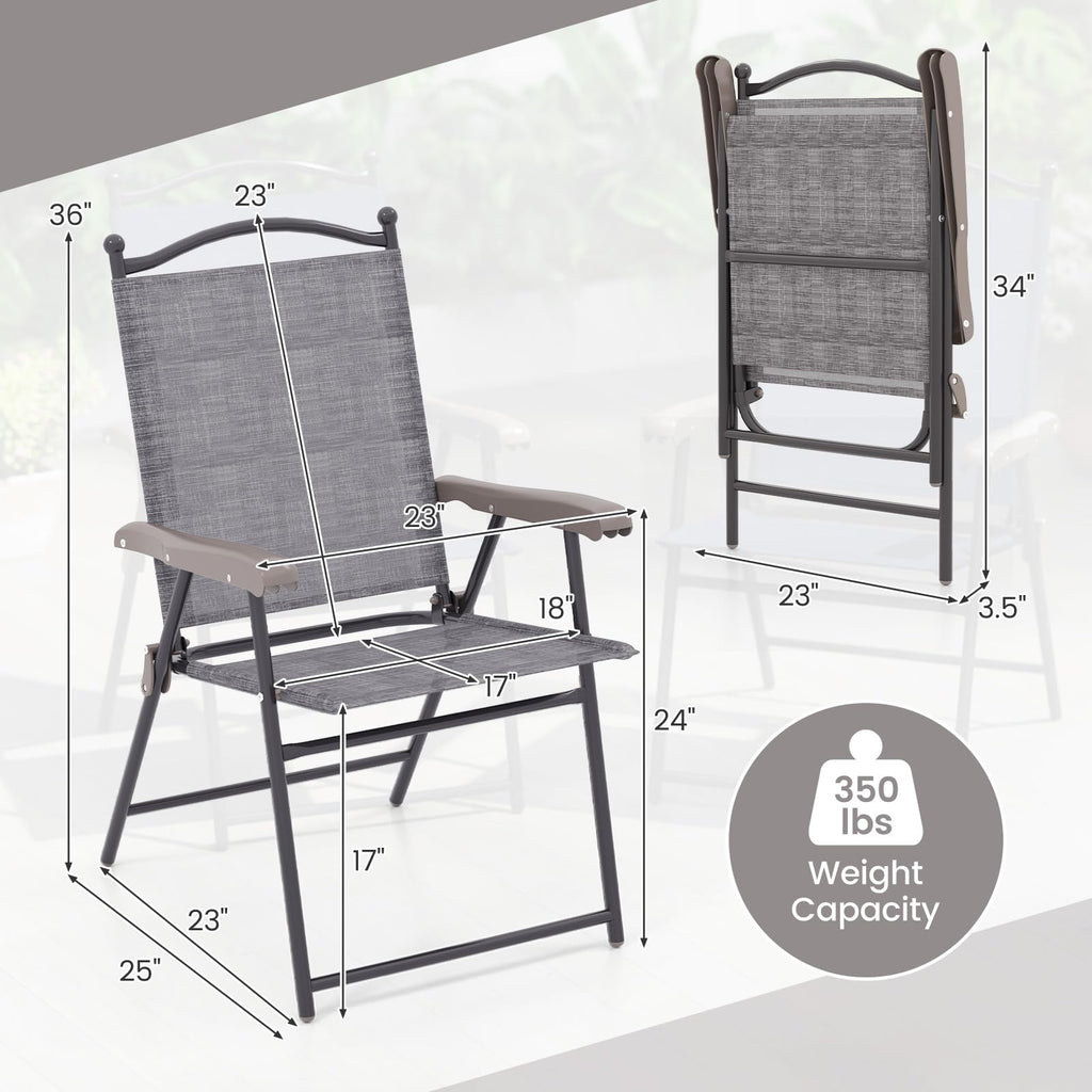 Set of 2 Grey Patio Folding Chairs V67145