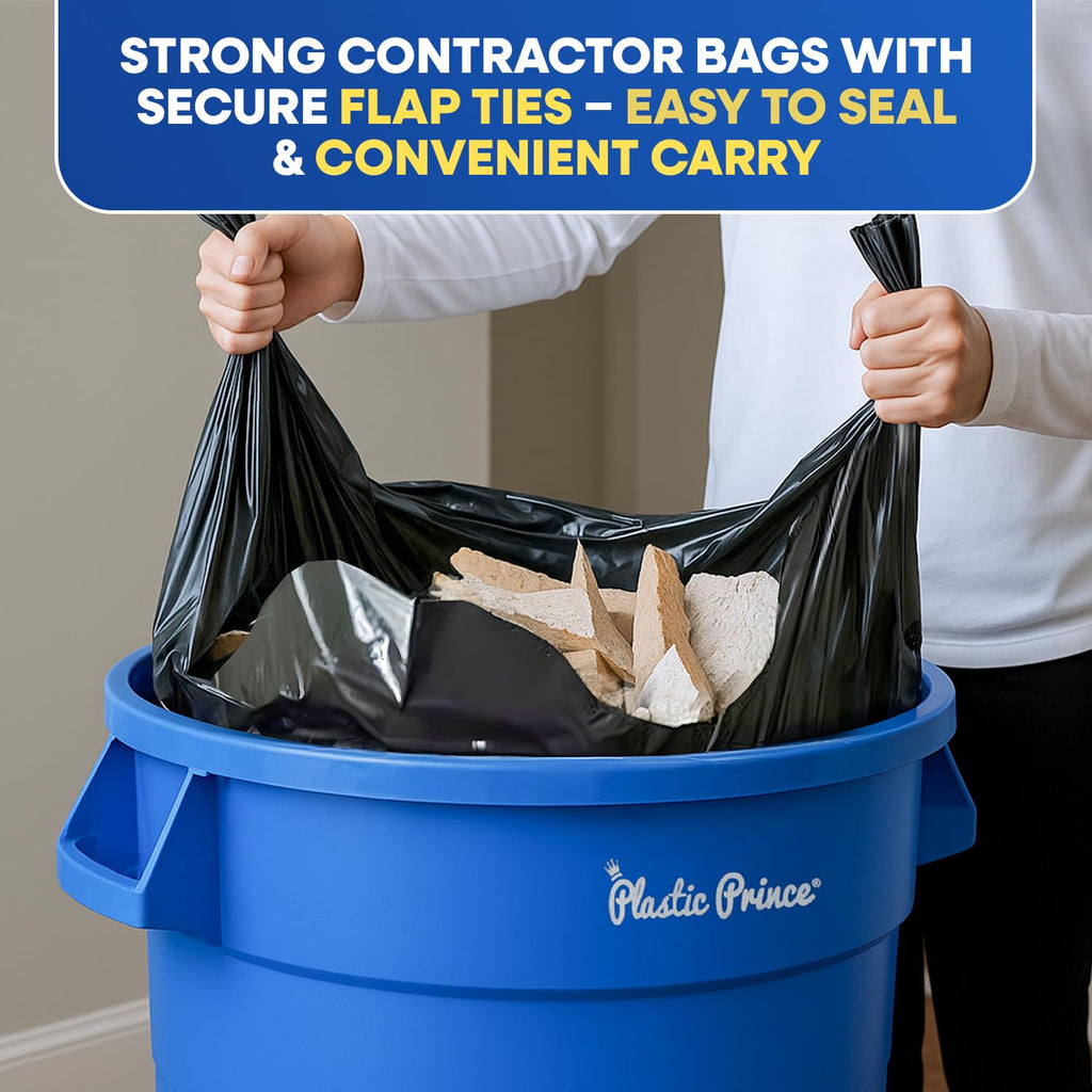 Black 42 Gallon 3 Mil Plastic Contractor Bags Pack of 20 A465
