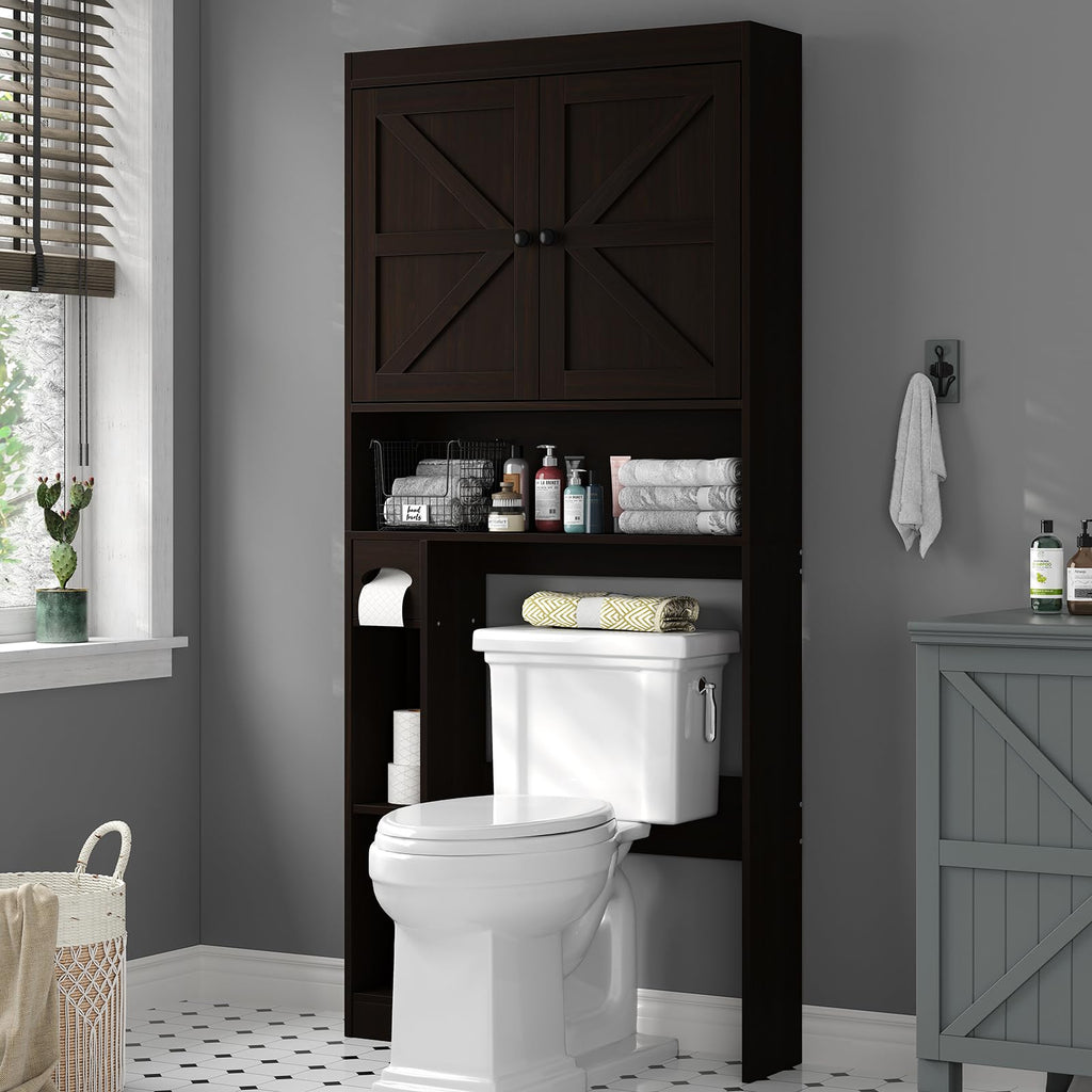 Over The Toilet Storage Cabinet with Barn Doors I859