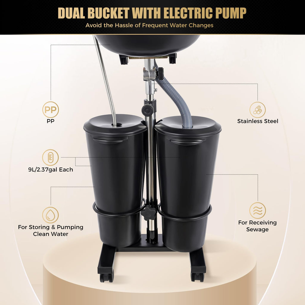 Black Portable Shampoo Bowl with 2 Bucket S65902