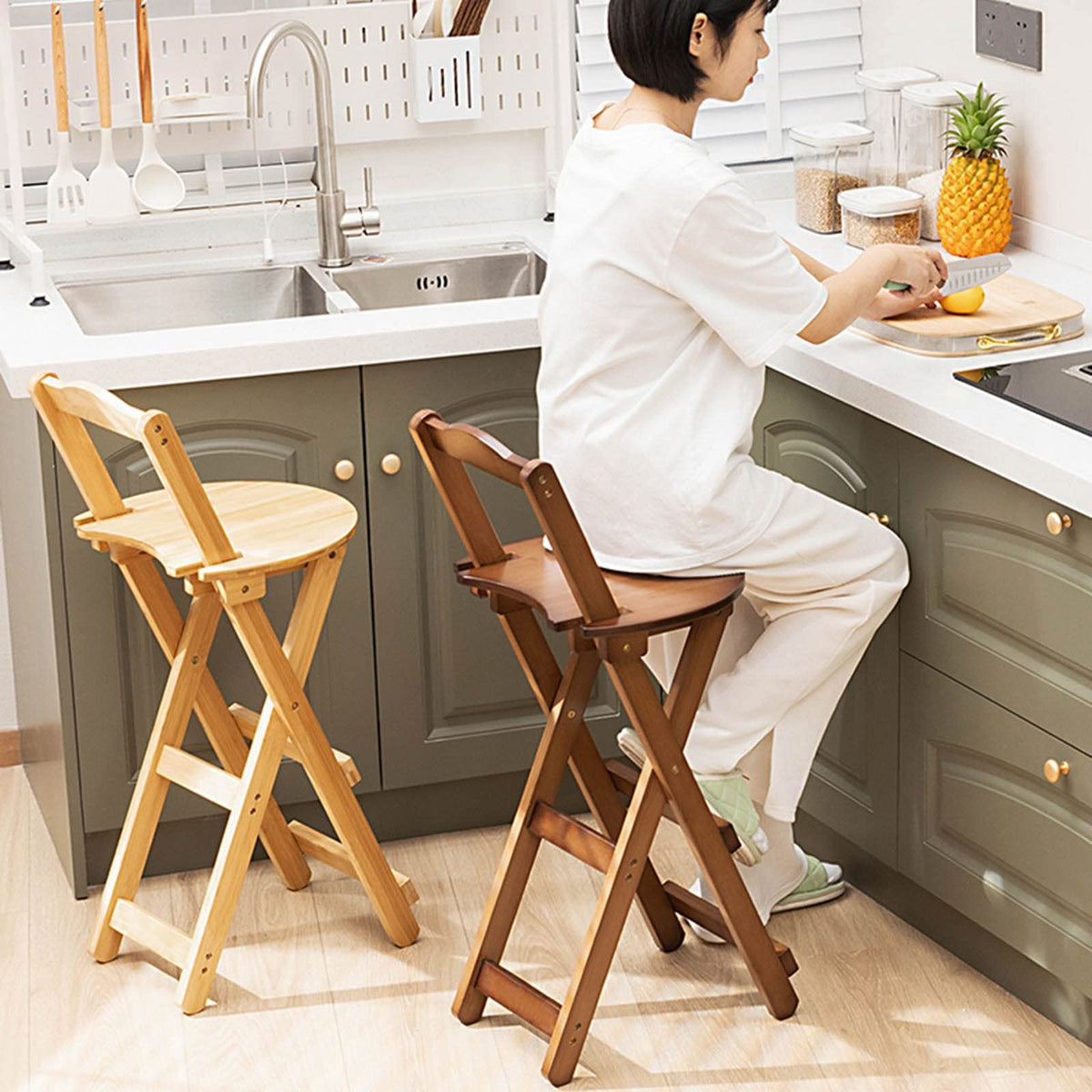 Folding Bar Stool Bamboo Kitchen Stools Y4832