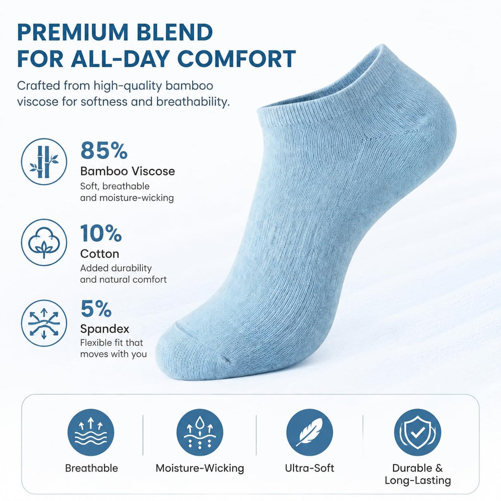 Women's Ankle Socks 6 Pairs Bamboo Viscose Seamless J417953