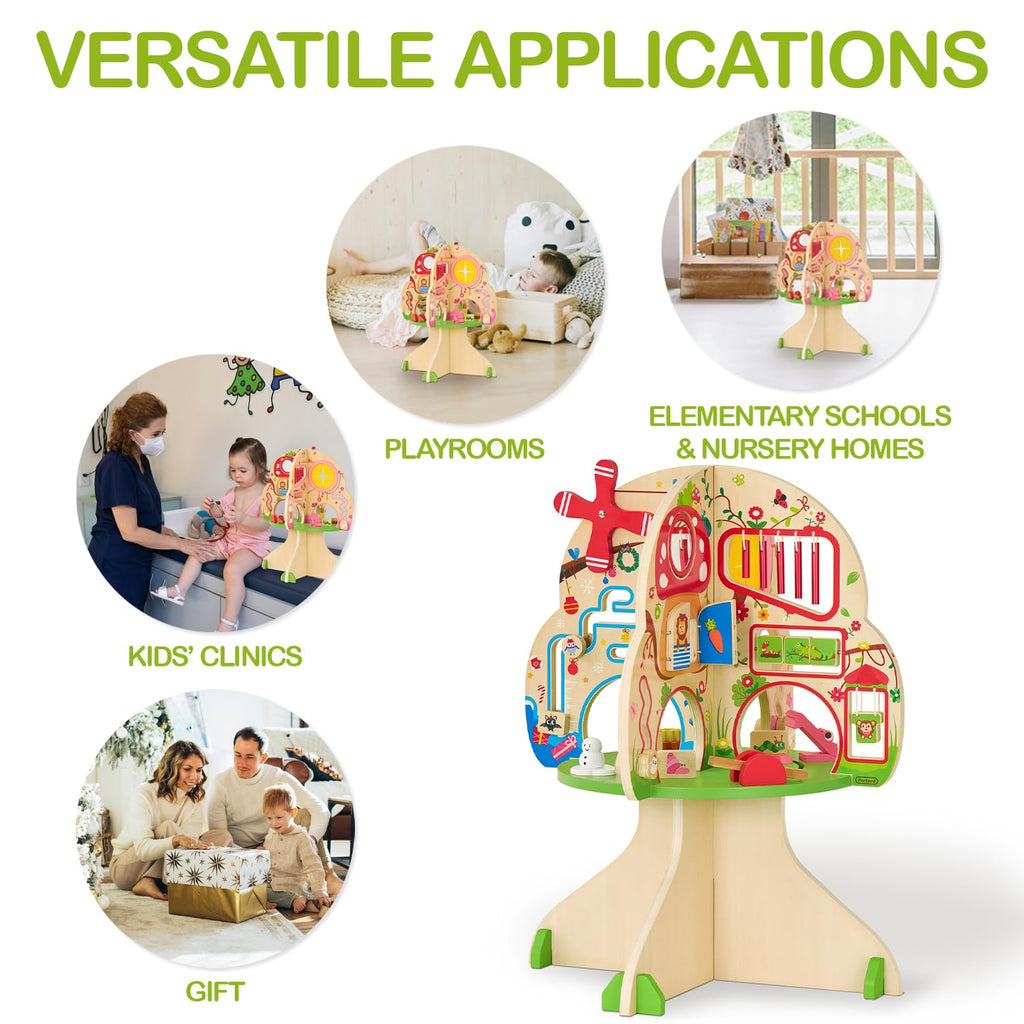 Montessori Wooden Tree Activity Center, Sensory Table & Busy Board R2521