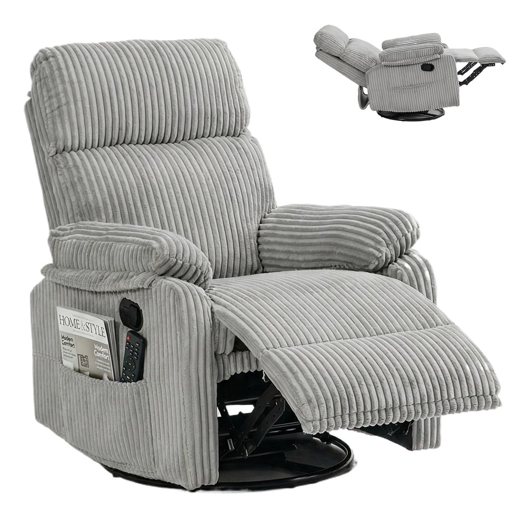 360° Swivel Rocking Corduroy Recliner T327477